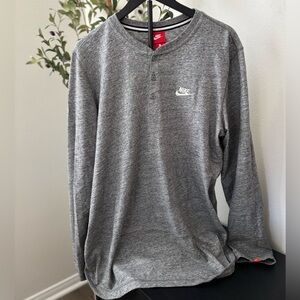 Nike Men's Heather Gray Long-Sleeve Henley Shirt
